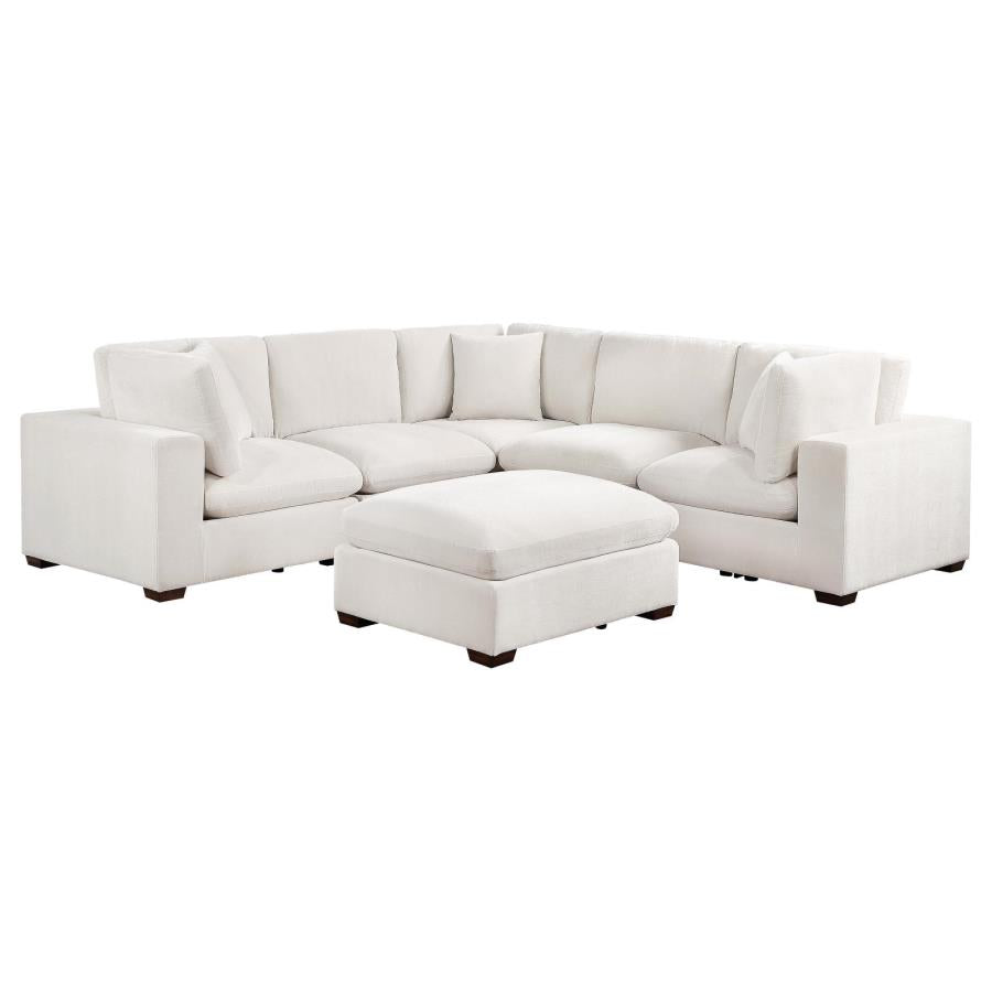 Canapé sectionnel modulaire rembourré Lakeview 5 pièces 551461-SETB, ivoire