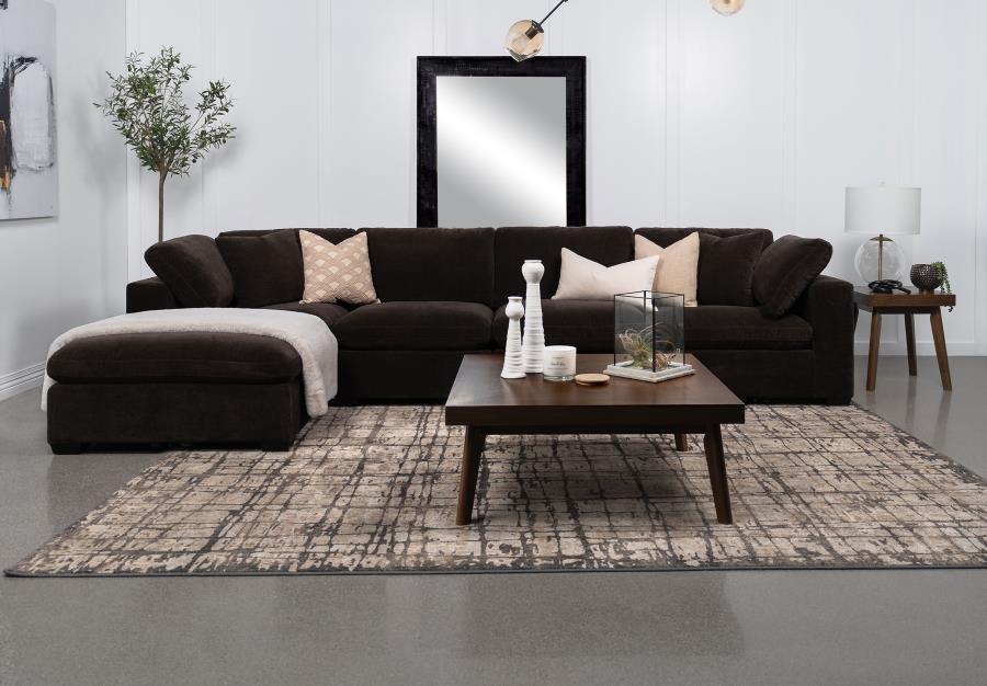 Canapé sectionnel modulaire rembourré 5 pièces Lakeview Chocolat noir