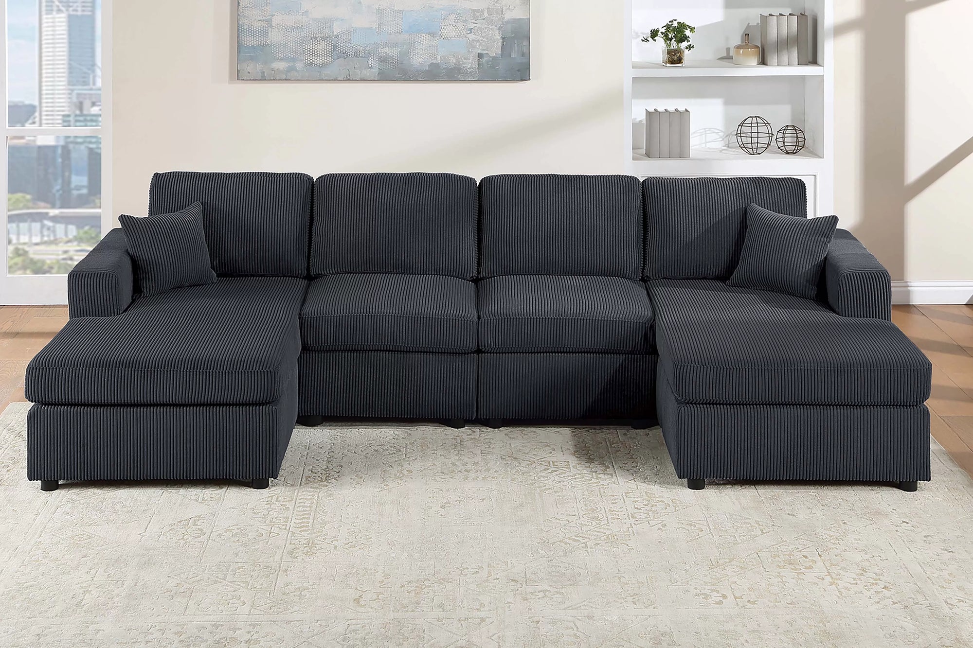 Canapé sectionnel 3 pièces F8407 - Noir