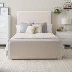224751Q Lit à panneaux rembourré Anastasia Boucle 4 pièces, blanc perle et beige 