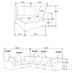 Canapé modulaire rembourré Lakeview 5 pièces Ivoire
