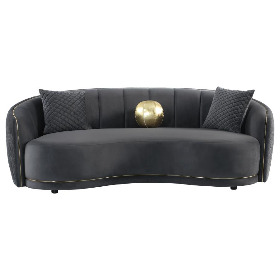 Ensemble de canapés Brookside 2 pièces en velours gris foncé 