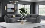 Ensemble de canapés Brookside 2 pièces en velours gris foncé 