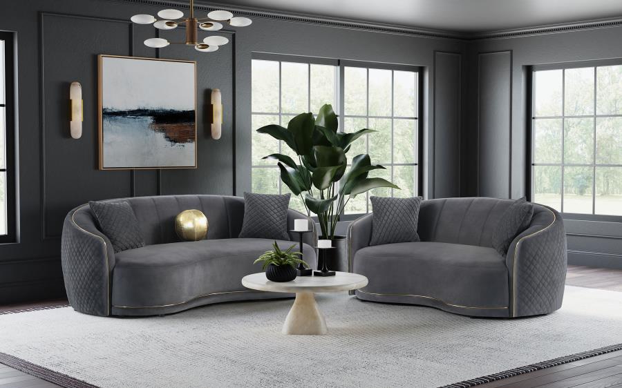 Ensemble de canapés Brookside 2 pièces en velours gris foncé 