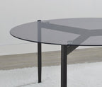 710168 Table basse ronde Rosalie avec plateau en verre fumé, noir sable 