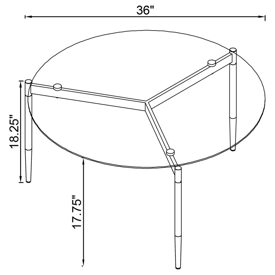 710168 Table basse ronde Rosalie avec plateau en verre fumé, noir sable 