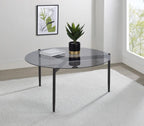 710168 Table basse ronde Rosalie avec plateau en verre fumé, noir sable 