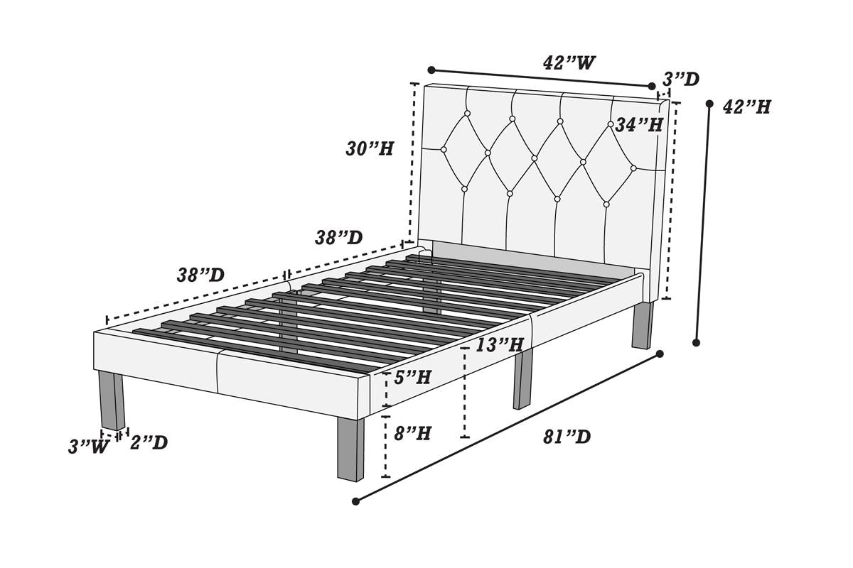 Lit plateforme simple Anya - Rose