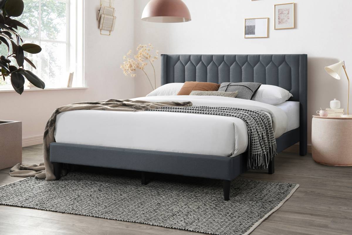 Lit plateforme Queen F9652Q - Gris 