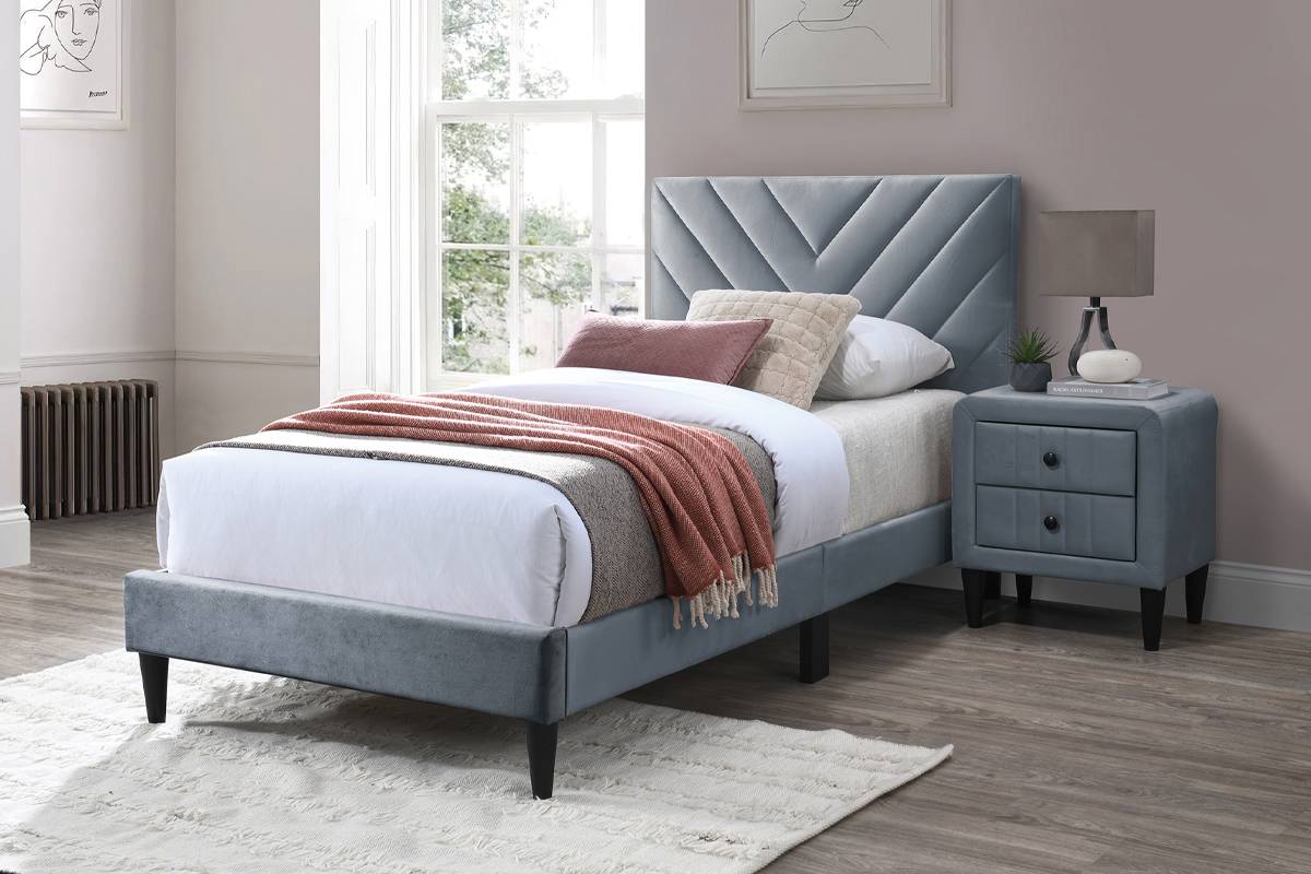 Lit plateforme double F9631T - Gris