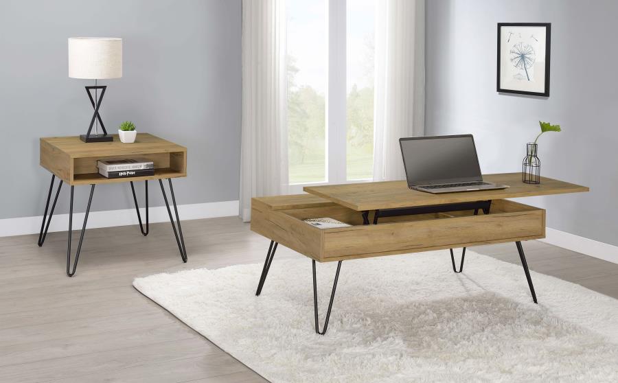 Table basse relevable Fanning en chêne doré 
