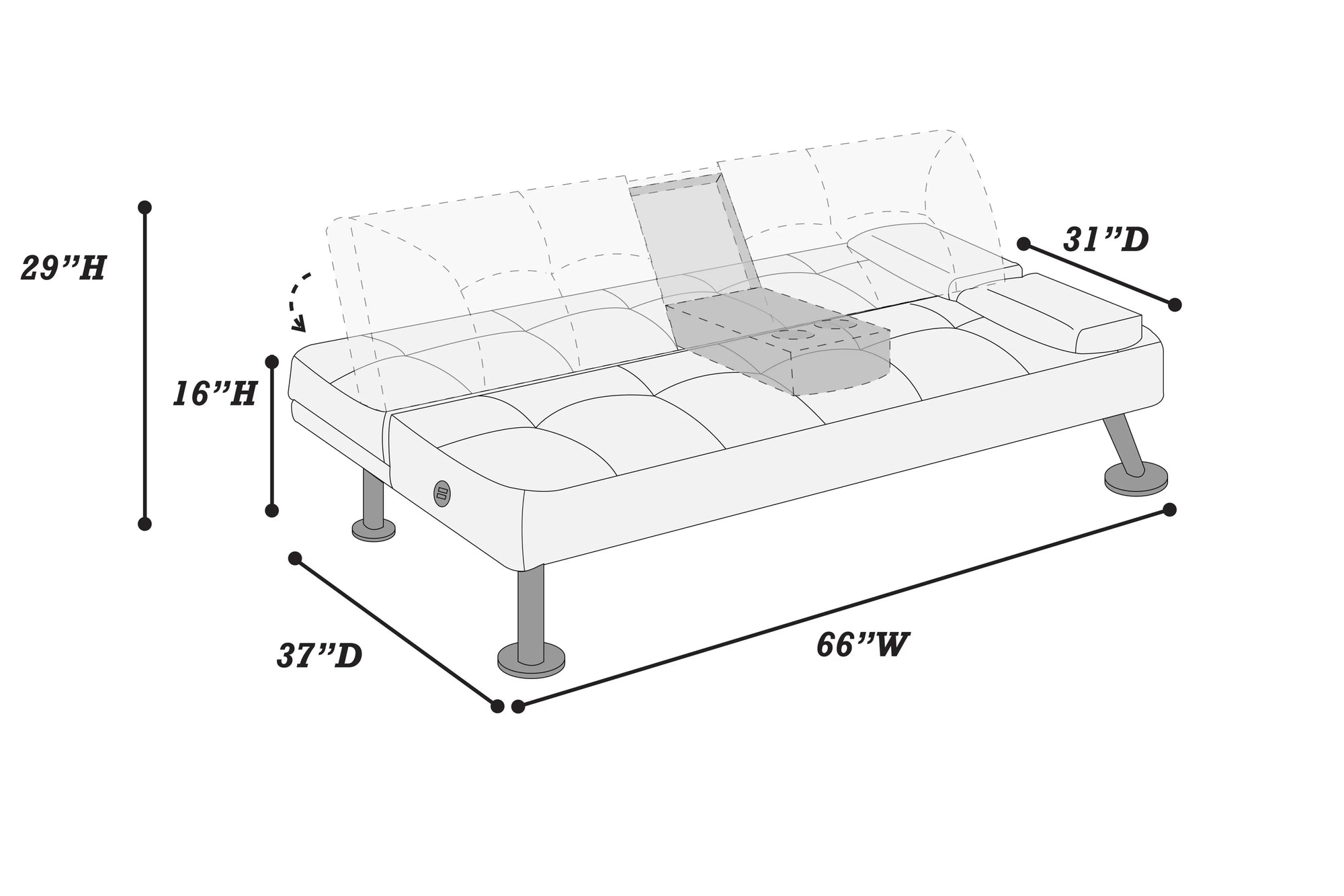 Canapé-lit convertible F8590 avec table rabattable 