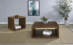 710508 Table basse carrée en bois de pin foncé Frisco 