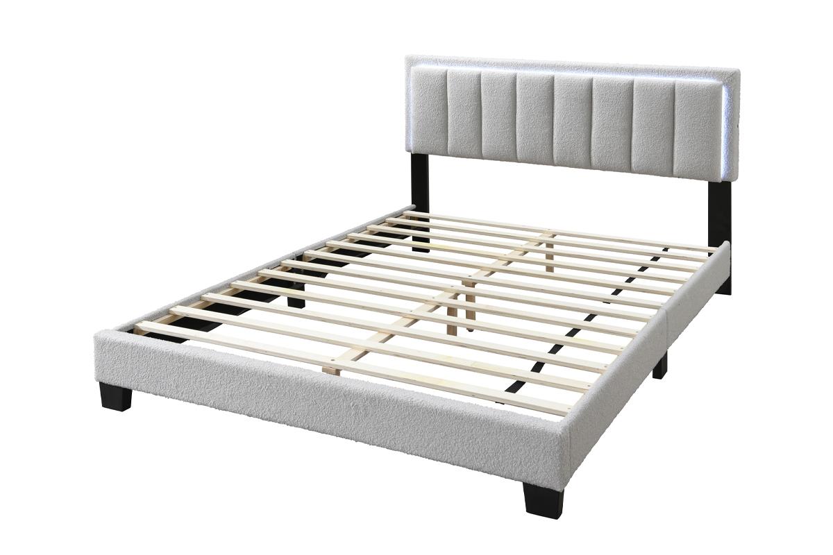 Lit plateforme Remi Queen avec LED et matelas à plateau-coussin Queen