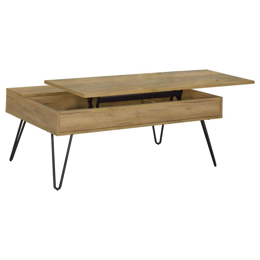 Table basse relevable Fanning en chêne doré 