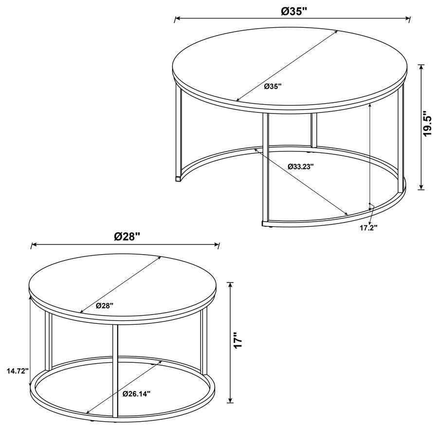 736028 Table basse gigogne ronde 2 pièces en faux marbre Lainey, gris 