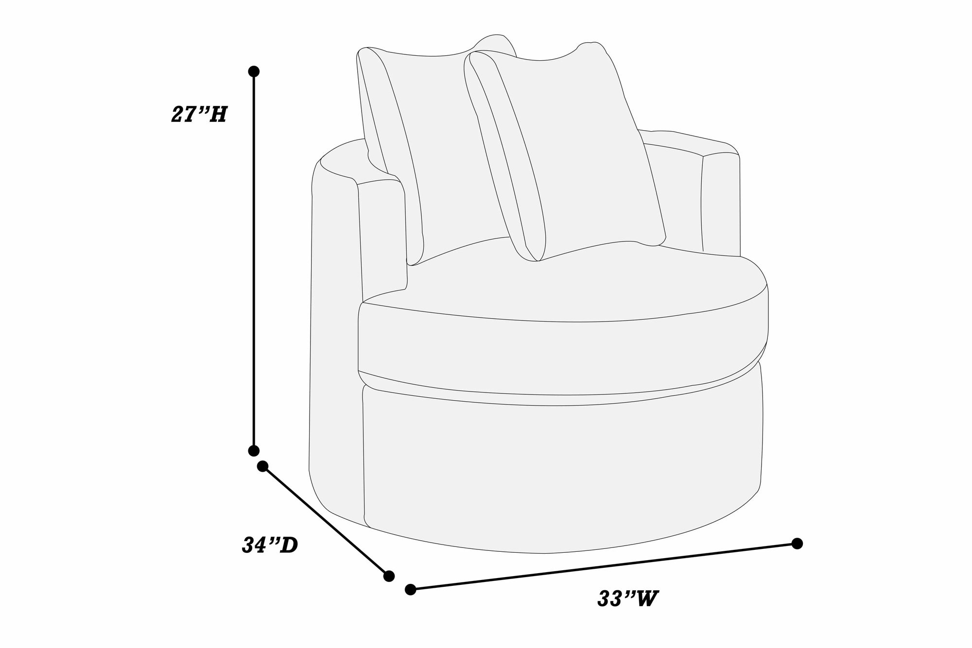 Chaise pivotante en forme de tonneau F1942 