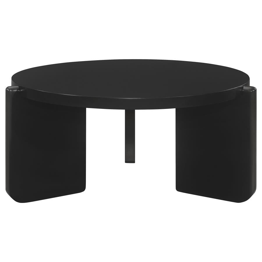 Table basse ronde en bois massif Cordova noire 