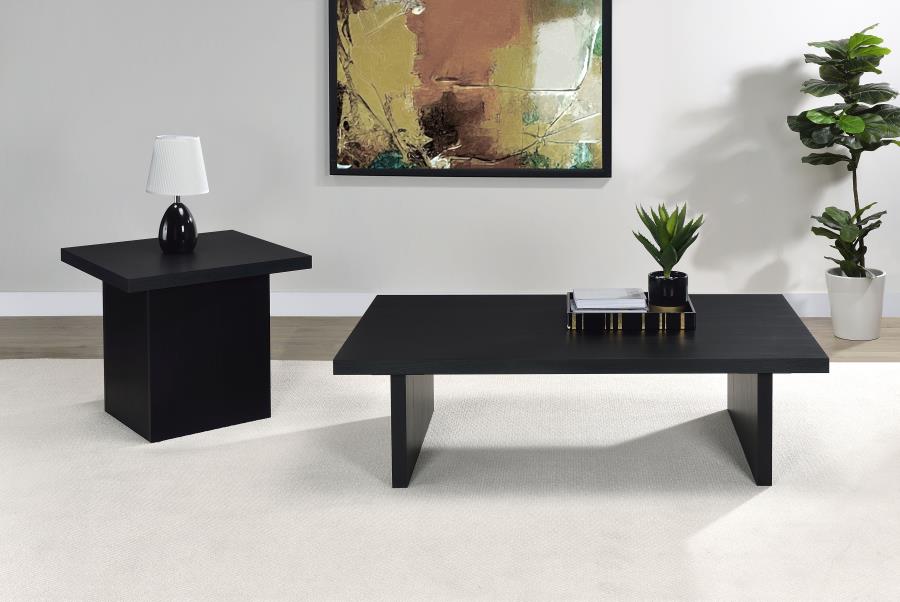 Ensemble de 2 tables basses et d'appoint rectangulaires Max, noir
