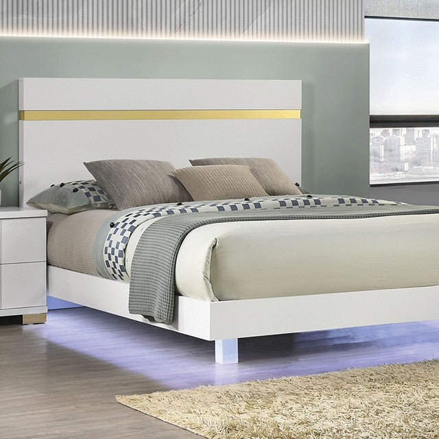 FM7217WH Lillestrom Lit plateforme Queen avec LED sous le lit