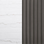 Table basse ronde Jason avec plateau en marbre blanc et anthracite