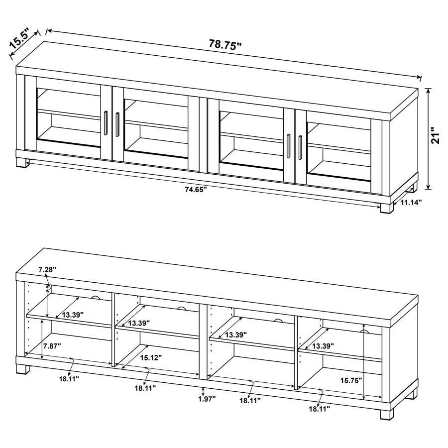 736303 Meuble TV Jupiter 4 portes 79 - Console multimédia - Noir 