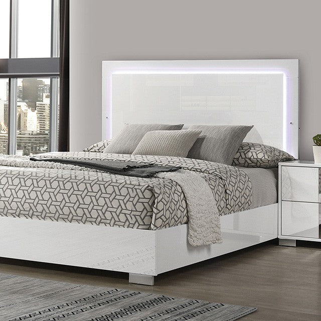 Ensemble de chambre à coucher à DEL blanc Queen Sinistra FM7211WH-3PC