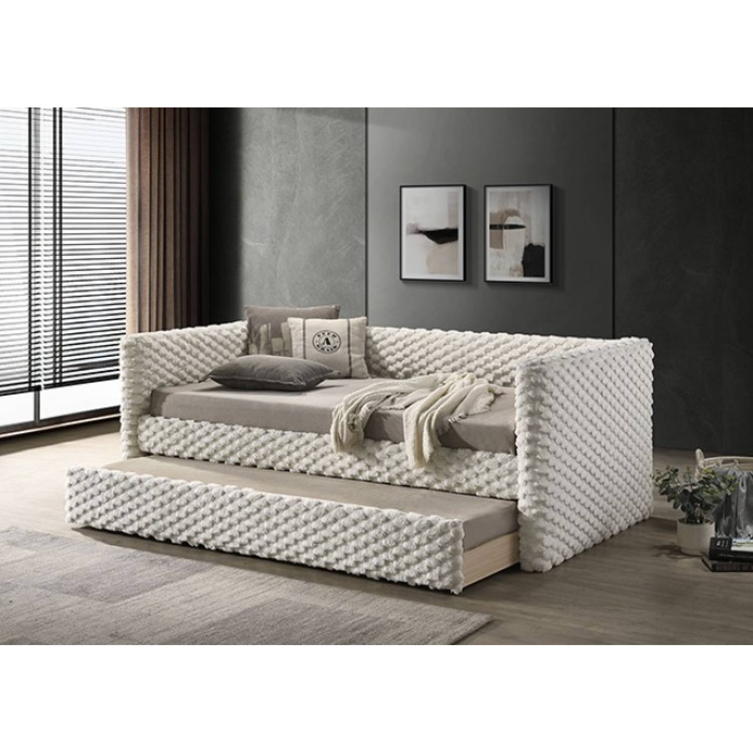 FM1201WH-BED Lit de repos Palmeri double avec lit gigogne