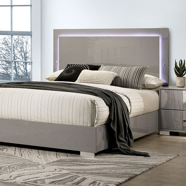 FM7211BG Lit Queen Sinistra avec LED - Taupe clair