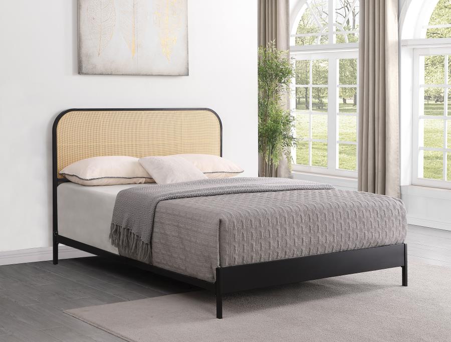 Lit Queen Size Amherst Radio Weave en rotin et métal, noir, 360351Q 