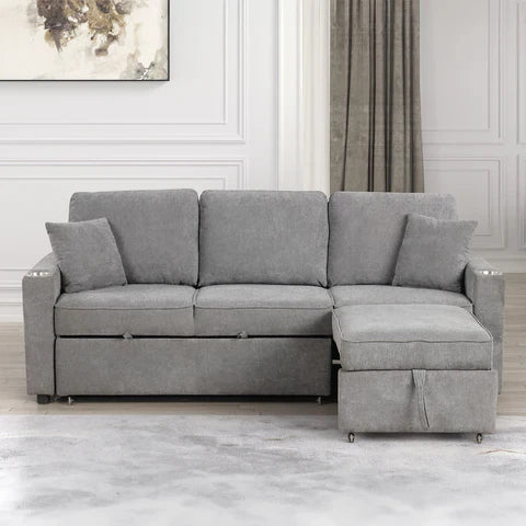 Canapé sectionnel Kendal FM6965GY-SF-PK avec lit gigogne - Gris