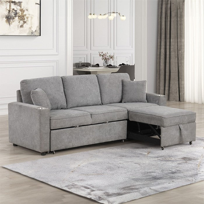 Canapé sectionnel Kendal FM6965GY-SF-PK avec lit gigogne - Gris