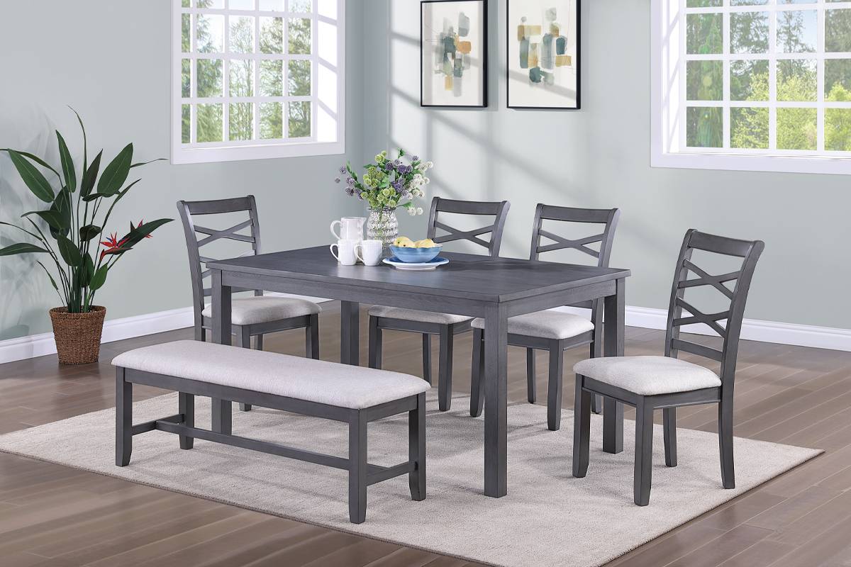 Ensemble de salle à manger Riviera 6 pièces avec banc double F2623