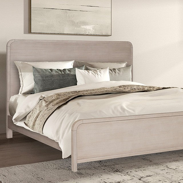 FM79016AK-4PC Ensemble de chambre à coucher 4 pièces en chêne naturel Belize avec lit Queen Size et port USB