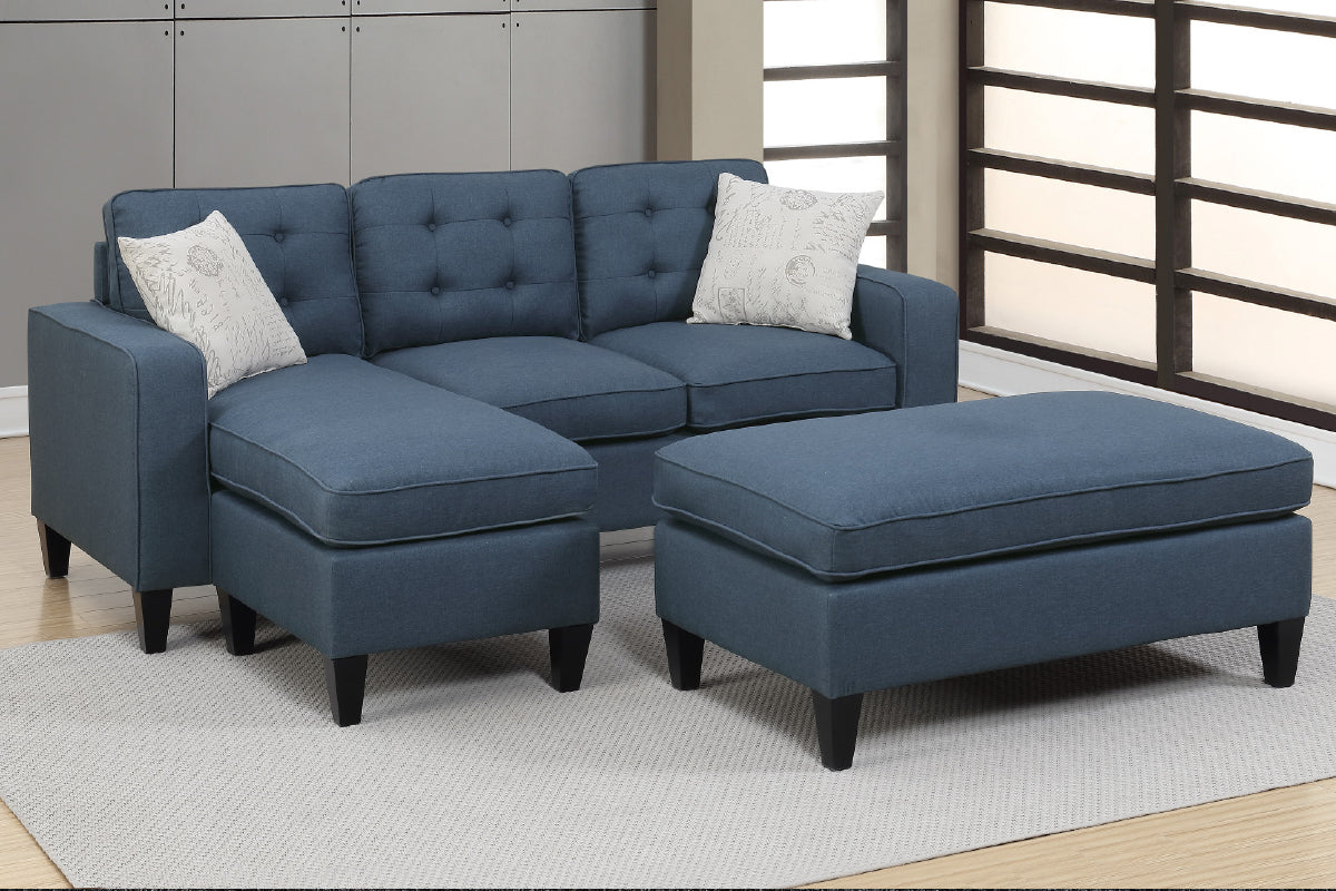 F6577 Sectionnel réversible et pouf surdimensionné 