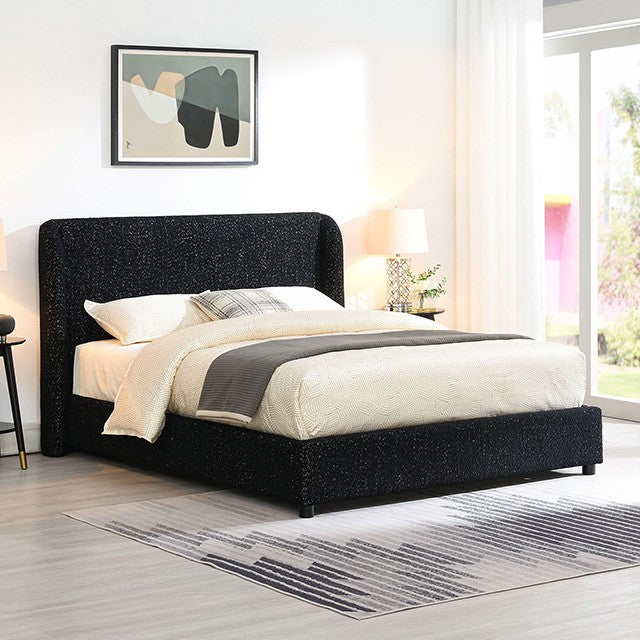 Lit plateforme Queen Boucle Laverni - Noir