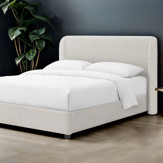 Cadre de lit plateforme Queen Laverni Boucle - Blanc