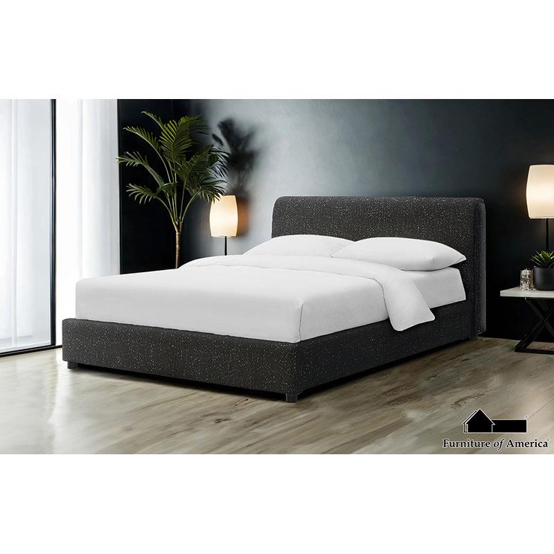FM71001BK Vertham Boucle Lit plateforme Queen - Noir