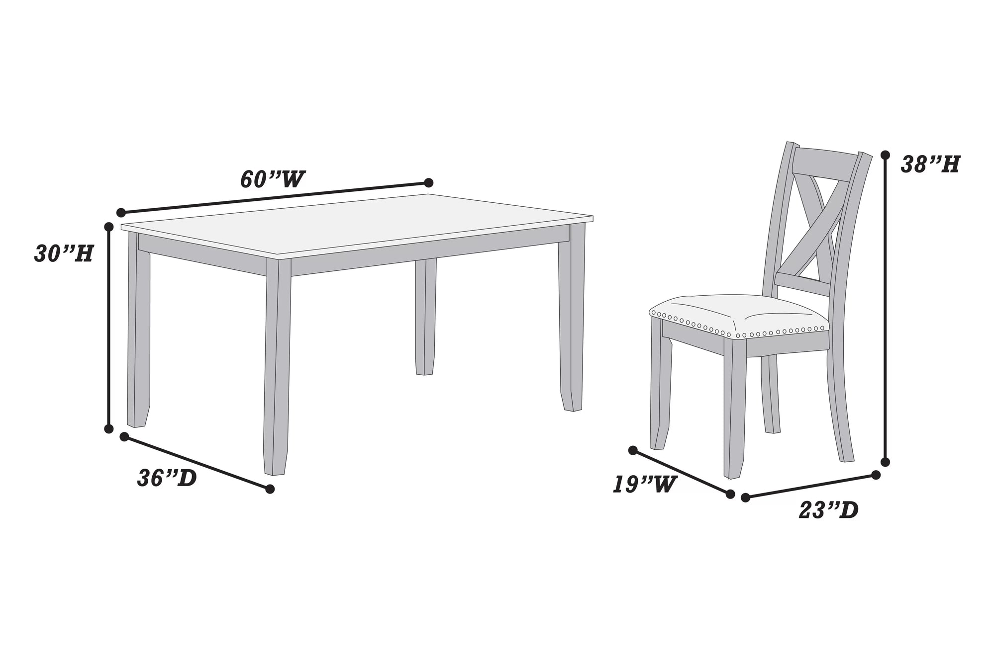 Ensemble de salle à manger 7 pièces F2638 : table et 6 chaises