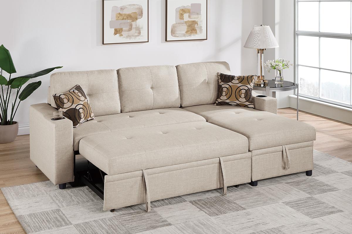 F8538 Canapé sectionnel convertible réversible avec rangement 