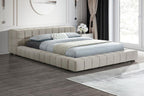 Lit plateforme Queen rembourré Trinity 306121Q, taupe clair 
