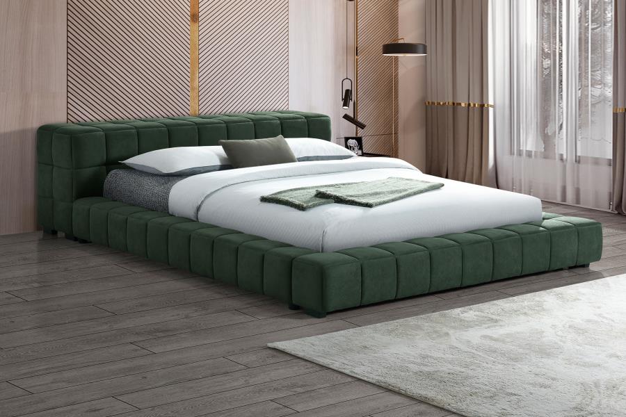 Lit plateforme Queen rembourré Trinity vert