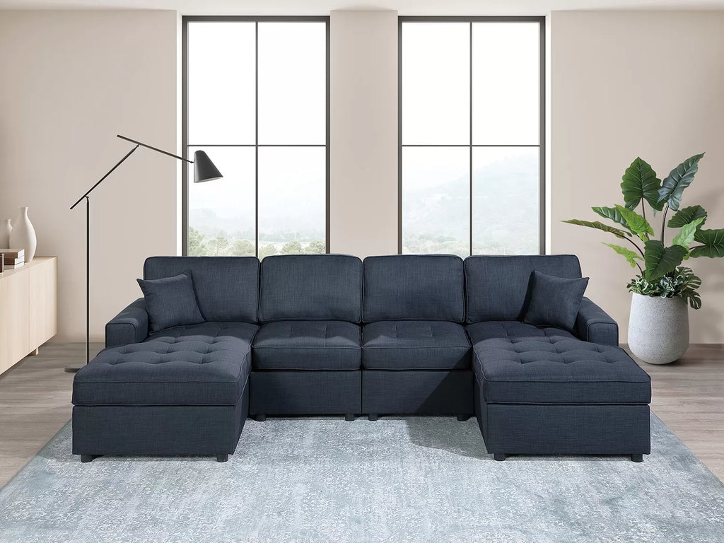 Canapé sectionnel 3 pièces F8476 bleu foncé