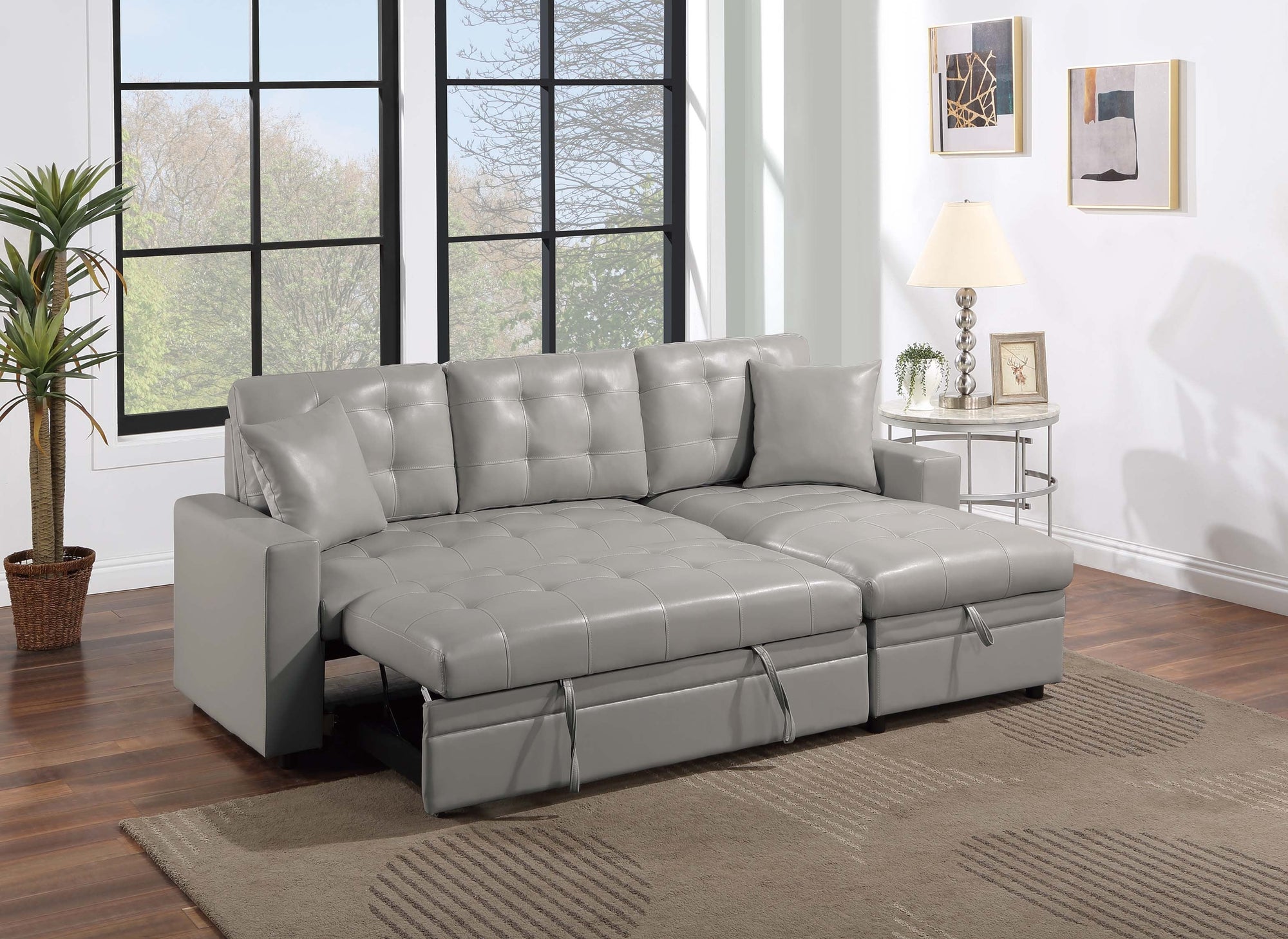 Canapé-lit sectionnel convertible 2 pièces F8542 avec rangement 