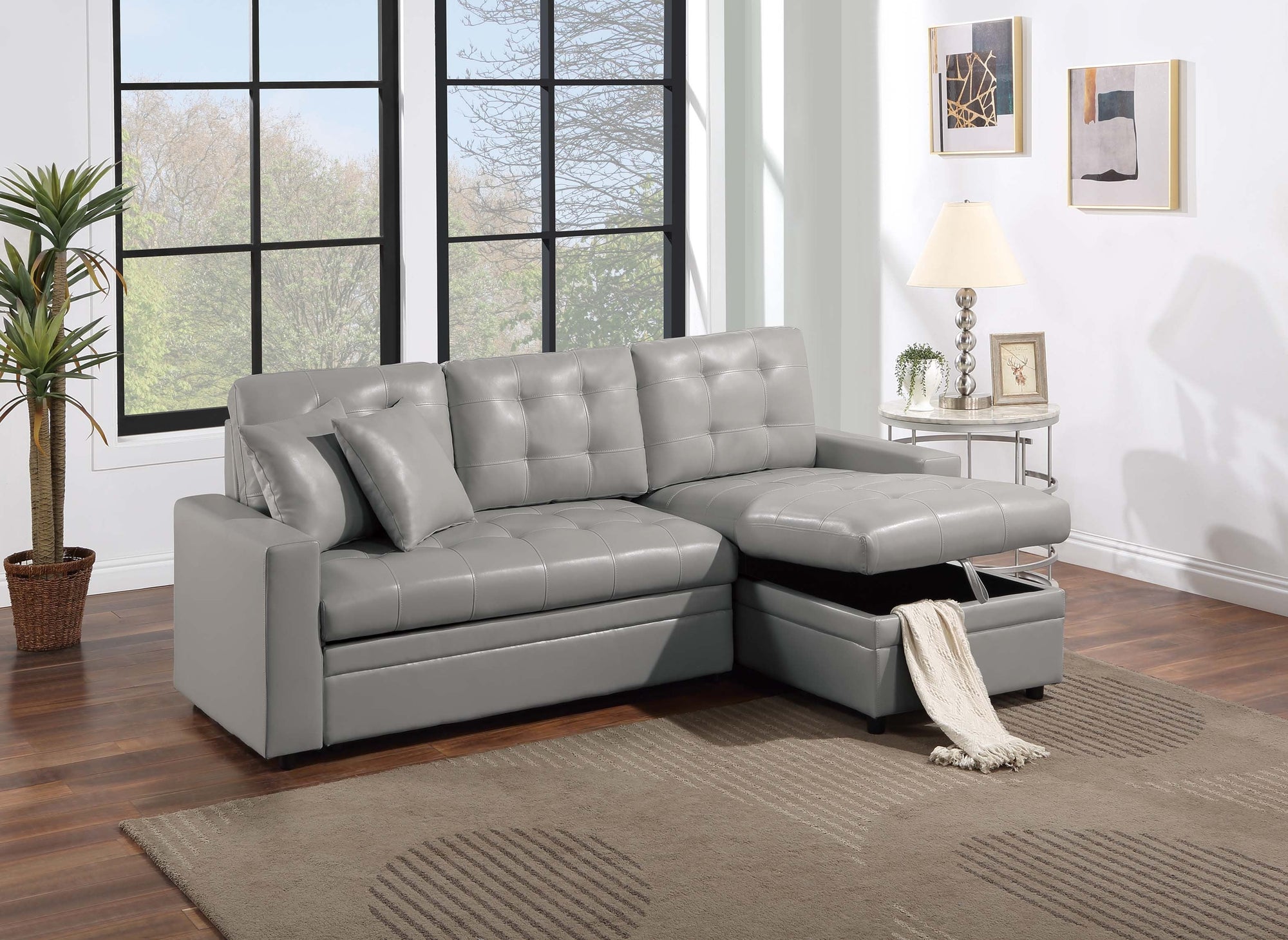 Canapé-lit sectionnel convertible 2 pièces F8542 avec rangement 