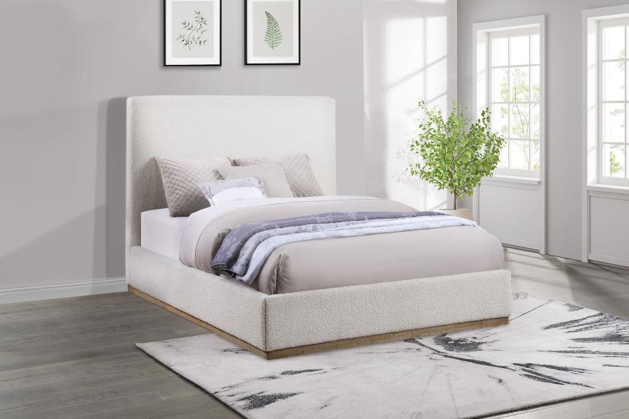302053Q Lit plateforme Queen rembourré Knox Crème