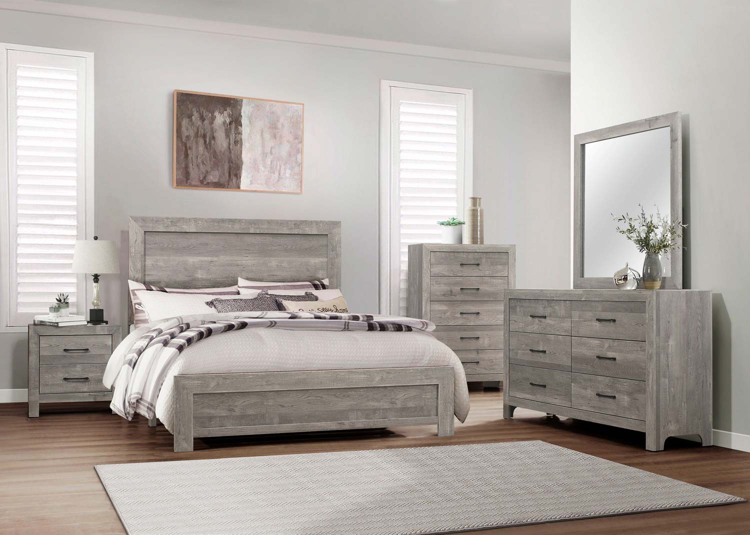Ensemble de chambre à coucher Corbin 4 pièces - Gris