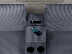 Ensemble canapé 2 pièces F8459 : canapé + causeuse + porte-gobelets + console + station de charge