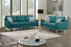 F8441 Canapé 2 pièces et causeuse - Bleu sarcelle 