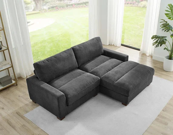Canapé d'angle Wade Cloud 90 W - Velours côtelé gris 